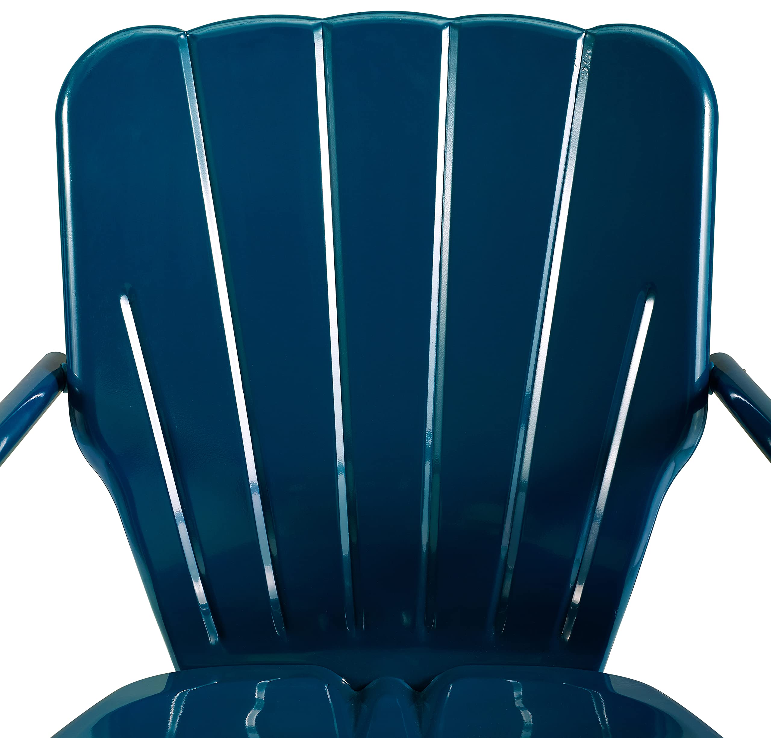 Crosley Furniture Ridgeland 5-Piece Outdoor Dining Set for 4, Retro Metal Round Patio Table and Chairs, Navy Gloss