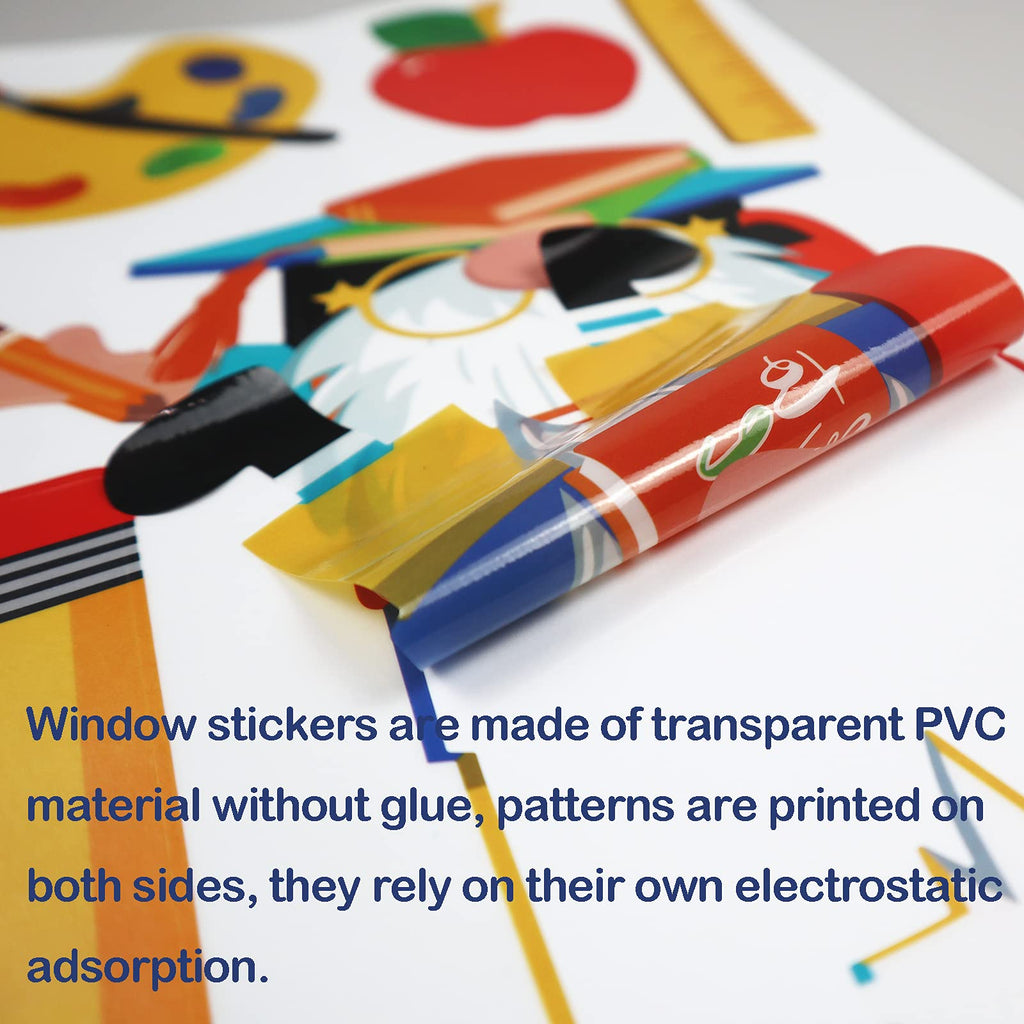 Nbjiuyin 8 Sheets Back To School Window Clings Decor Reusable Static Window Stickers Classroom Window Clings For Wall Glass Car