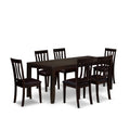 East West Furniture LYAN7-CAP-LC Lynfield 7 Piece Set Consist of a Rectangle Dinner Table with Butterfly Leaf and 6 Faux Leather Dining Room Chairs, 36x66 Inch, Cappuccino