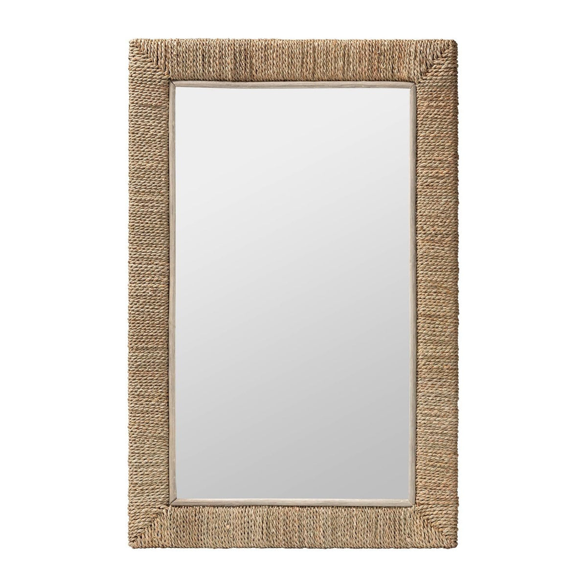 Bali & Pari Geralyn Japandi Natural Seagrass Rectangular Wall Mirror