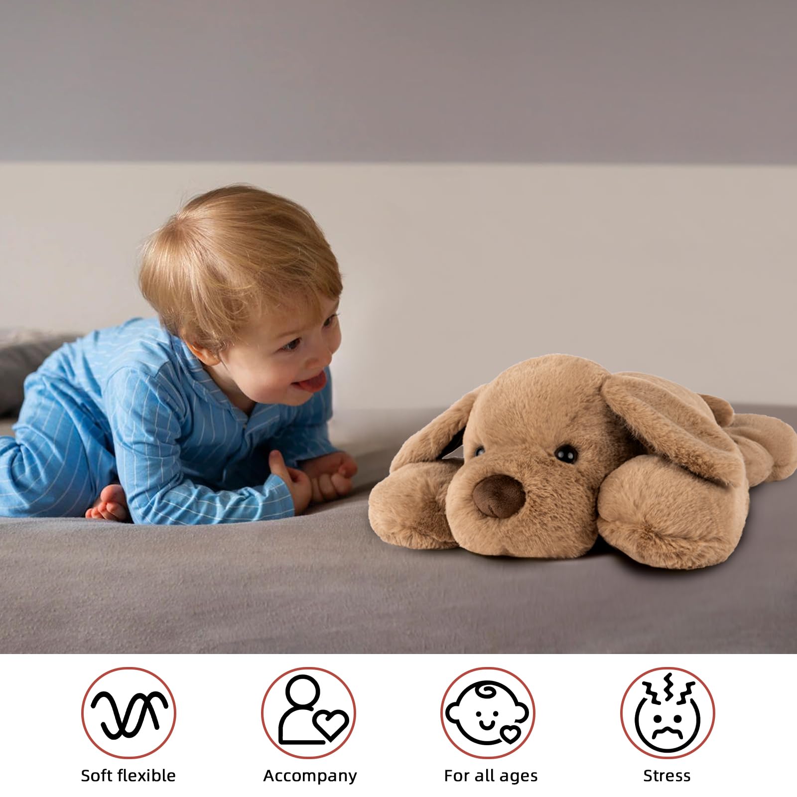 Niuniudaddy Weighted Dog Stuffed Animals For Anxiety, 3.3Lb Weighted Plush Dog Toys Pillowfort For Adults Kids Girls Boys, Large
