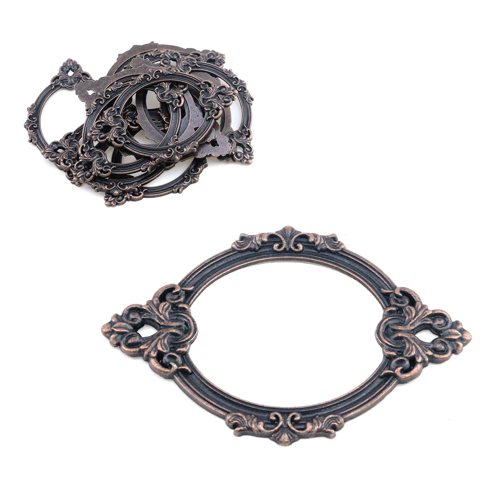 Crapyt Vintage Label Holder Zinc Alloy Tag Holder 55X43Mm Home School Office Cabinet Card Slot Shelf Frame Label Holder,Red Bron