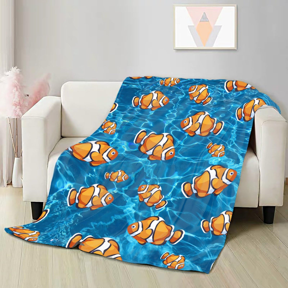 Clownfish Fleece Throw Blanket Gift Soft Warm Lightweight Blankets For Bed Sofa Couch Car 50 X 40In For Kids
