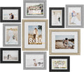 Povrgive Picture Frames Set of 10, Picture Frames Collage Wall Decor with 8x10 5x7 4x6 Frames in 3 Different Finishes