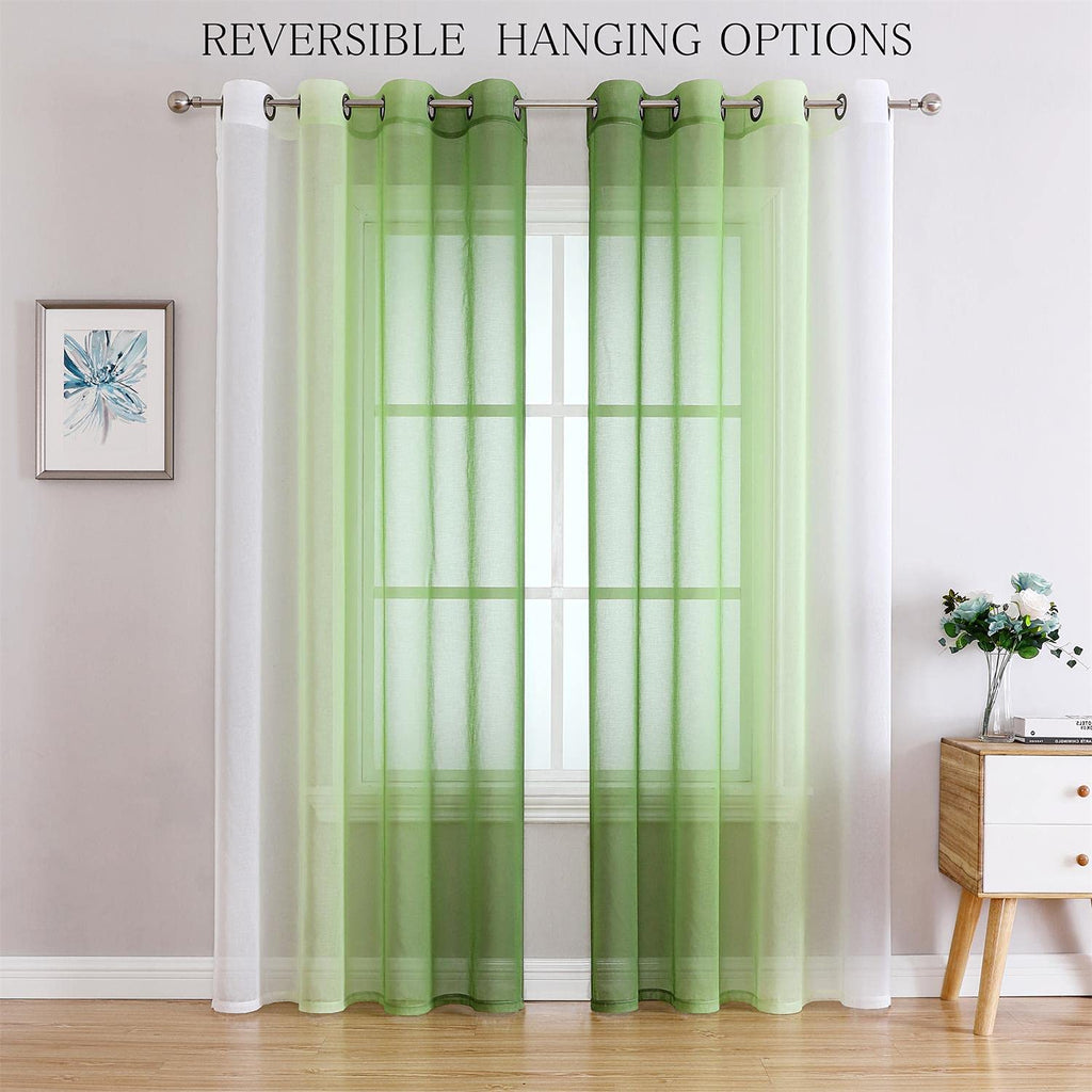 G2000 Sheer Curtains & Drapes 84 Inches Long Green And White Ombre Curtains For Bedroom Living Room Window Curtains Light Filter