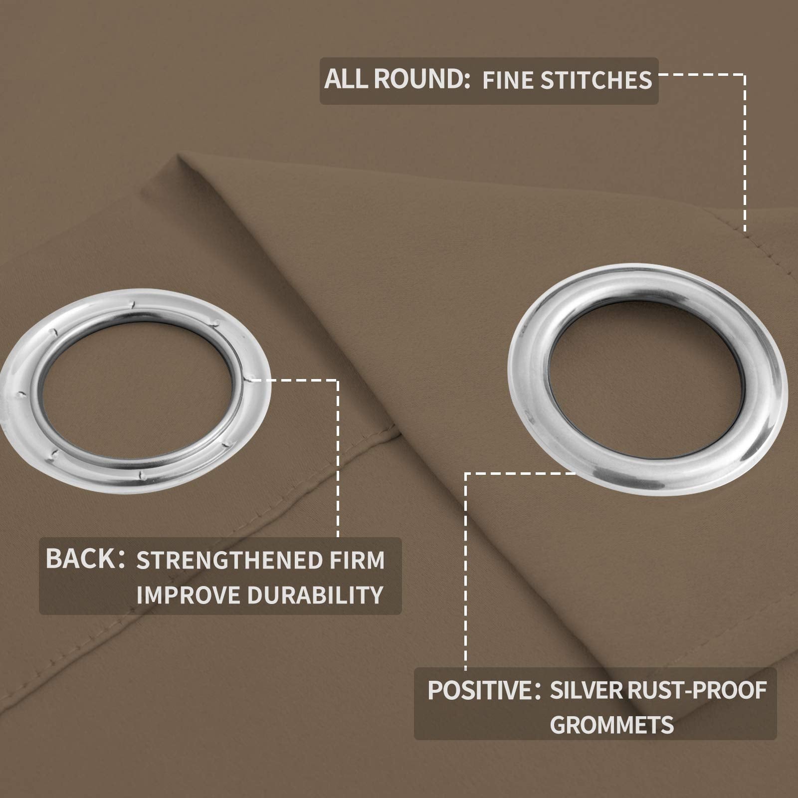 Easy-Going Blackout Curtains For Bedroom, Solid Thermal Insulated Grommet And Noise Reduction Window Drapes, Room Darkening Curtains For Living Room, 2 Panels(52X96 In,Camel)