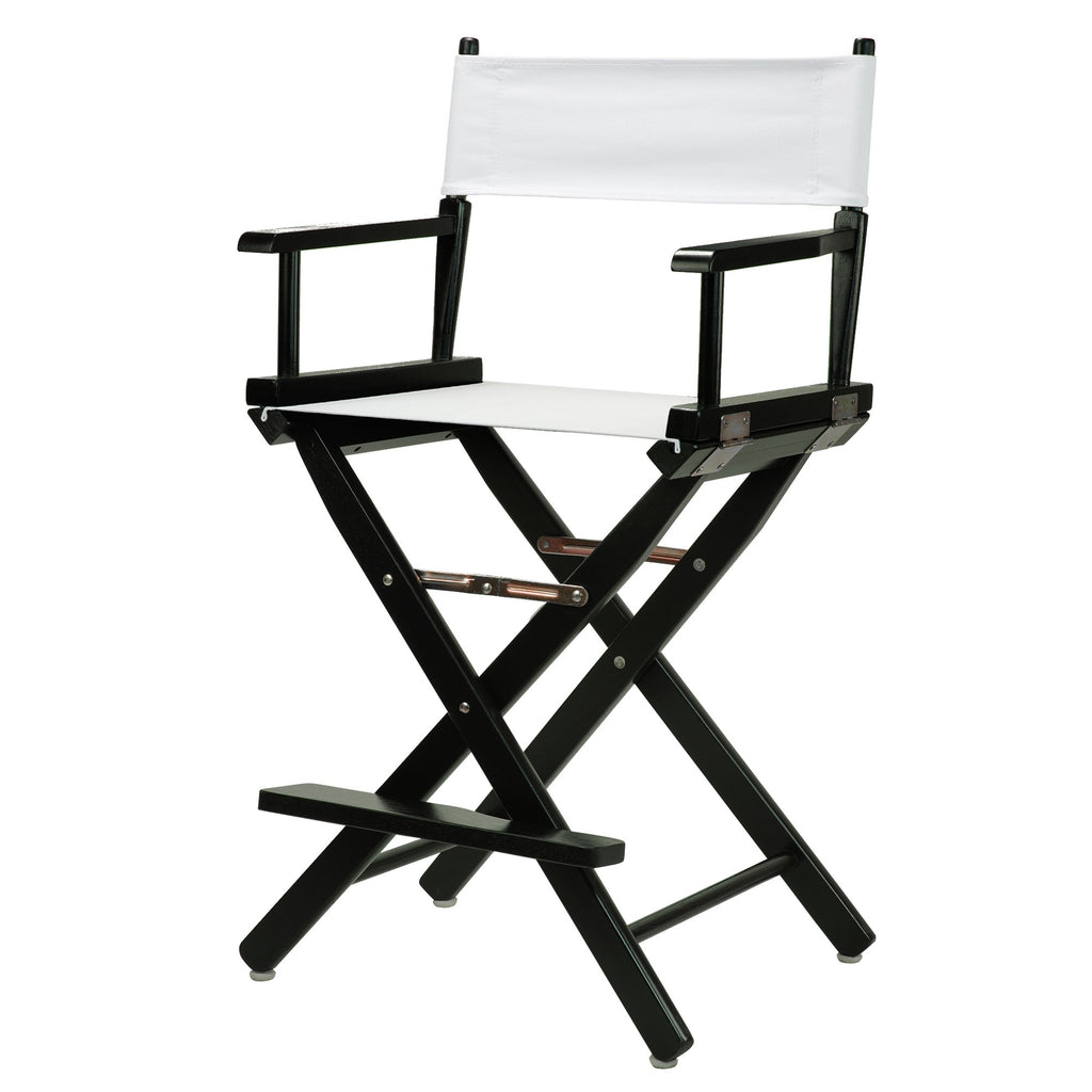 Casual Home 24" Director's Chair Black Frame-with White Canvas, Counter Height