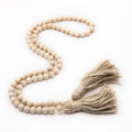 Ornativity Farmhouse Beads Wooden Garland- Wood Prayer Bead Garland with Tassels Boho Rustic Accented Home d  cor Country style 