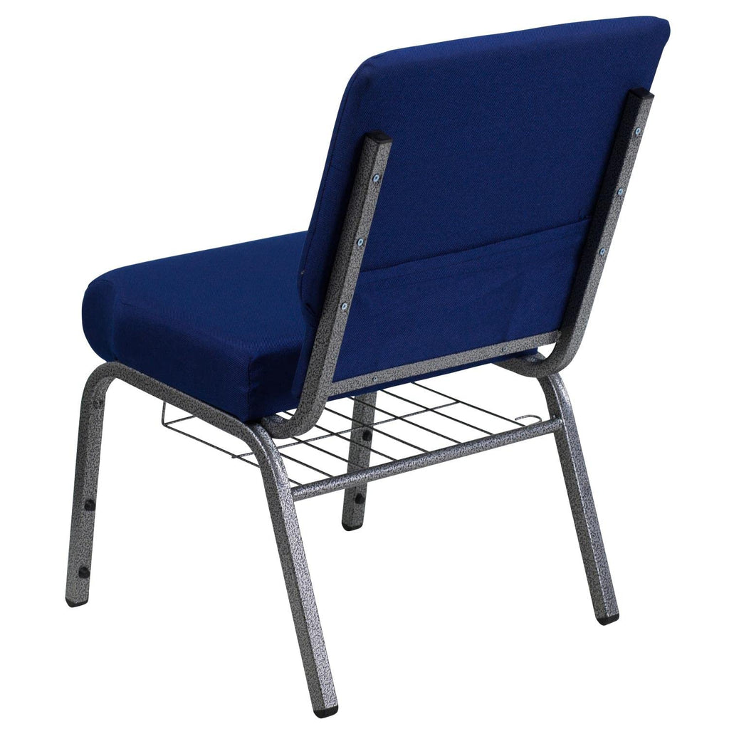 Flash Furniture 21'' Extra Wide Navy Blue Fabric Church Chair