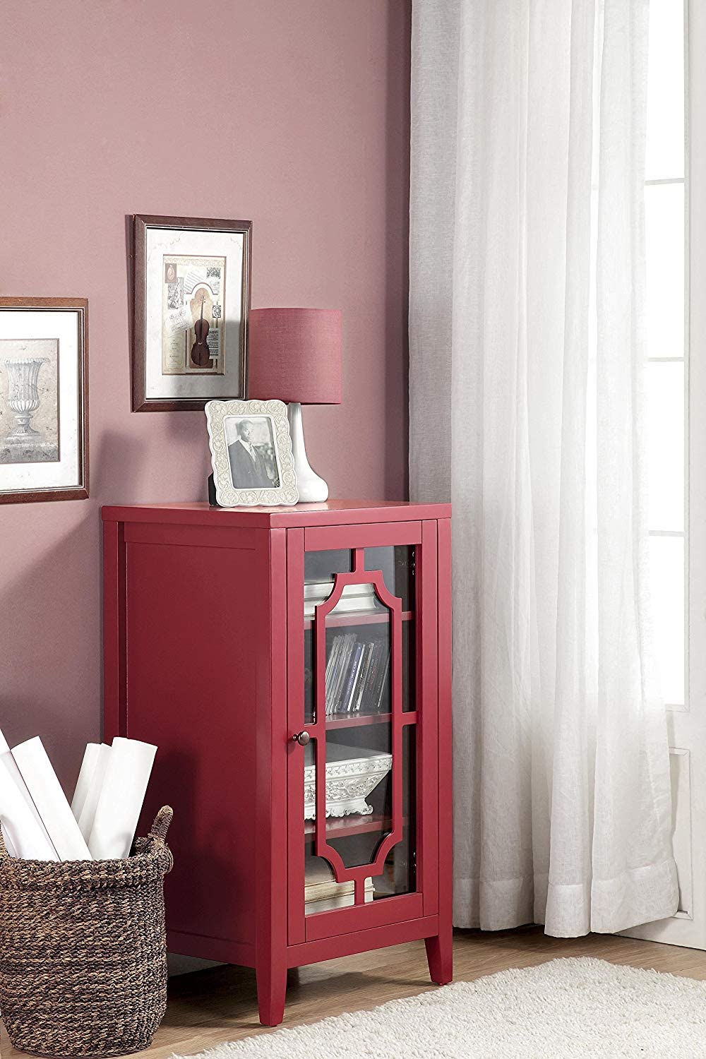 Acme Fina Accent Wine Cabinet in Burgundy