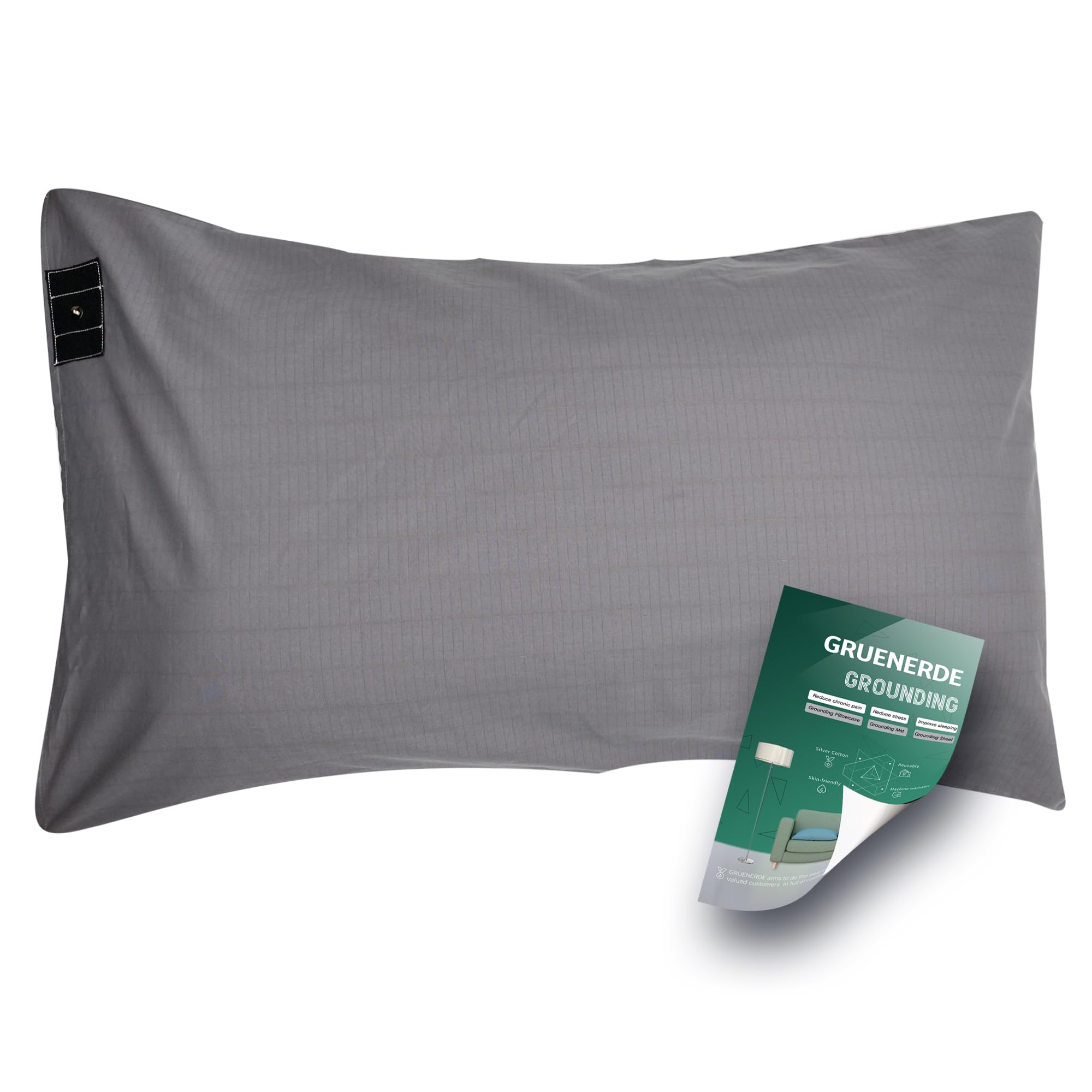 Grounding Pillowcase Queen Conductive Grounding Mat With 15Ft Grounding Cord 20X30In Sleep Therapy Relieve Stress Increase Energ