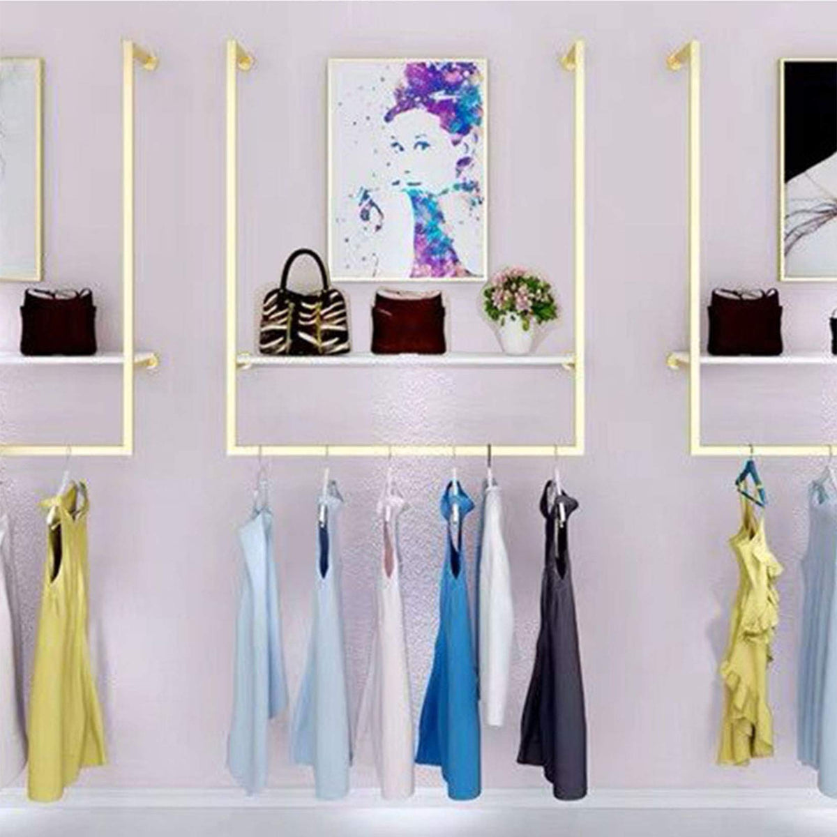 MDEPYCO Clothing Store Simple Wall Mounted Metal Display Rack, Window Hanging Garment Racks, Ushaped Shelf, Wedding Dress Organ