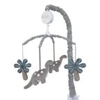 NoJo Baby-Saurus Gray Brontosaurus & Palm Tree Musical Mobile, Grey, Charcoal