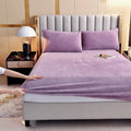 Lweipsqlin Velvet Fitted Sheet,Fleece Plush Bed Sheet Mattress Protector Cover With 15' Deep Pocket Warm Fuzzy Bottom Sheet (No