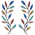 Zhengmy 2 Pieces Metal Tree Leaf Wall Decor Vine Olive Branch Leaf Wall Art Living Room, Hallway Wall Decor Outdoor Decoration(E