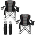 ALPHA CAMP Folding Camping Chair for Adults, Oversized Heavy Duty Lawn Chairs with Cooler Bag, Cup Holder & 600D Oxford Fabric, 