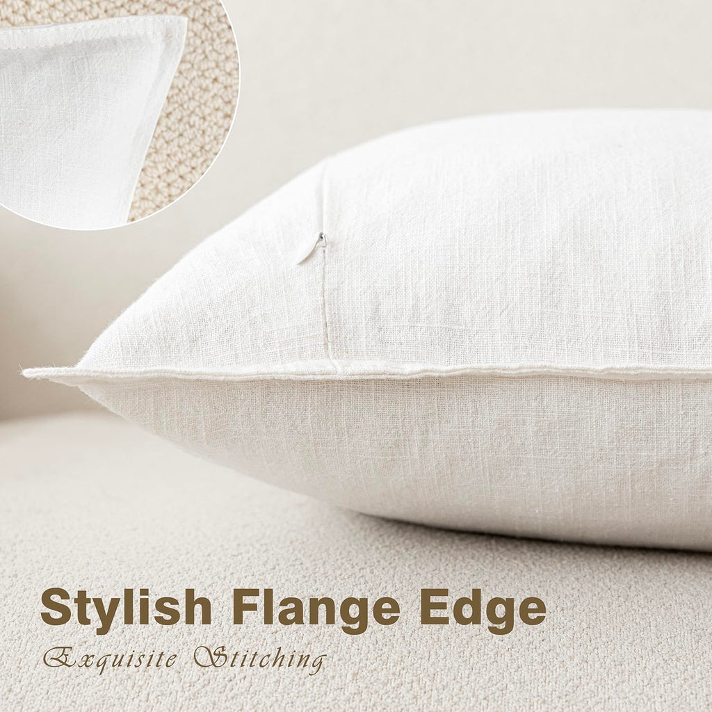 Foindtower Pack Of 2, Decorative Linen Soild Throw Pillow Covers Soft Accent Cushion Case Boho Farmhouse Neutral Pillowcase For