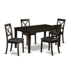 East West Furniture CABO5S-CAP-LC 5 Piece Dining Room Table Set Includes a Rectangle Wooden Table and 4 Faux Leather Kitchen Dining Chairs, 36x60 Inch, Cappuccino