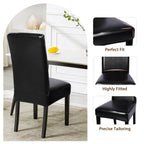 Searchi Waterproof Pu Leather Dining Chair Covers Set Of 4, Stretch Oilproof Parsons Chair Slipcovers Removable Washable Kitchen