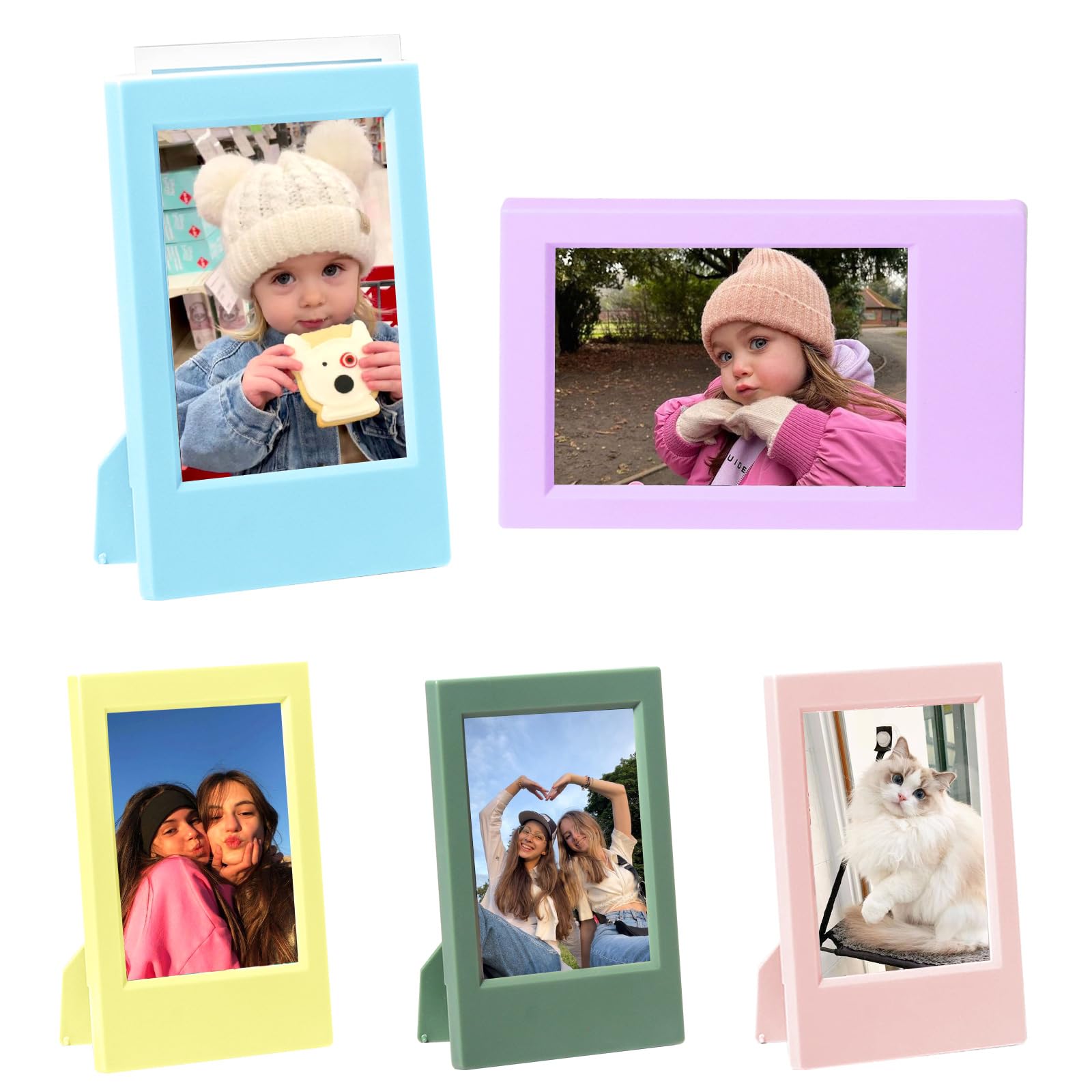 CAIYOULE Mini Picture Frame for Instax Mini SE/99/12/11/9/8/7+/EVO 3 Film-Colorful for Polaroid 2.15x3.4 Photo Frame (5 Pack)