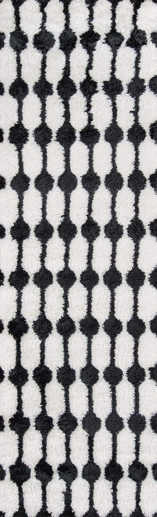 Novogratz By Momeni Retro Collection Stockings Shag Area Rug, 23 Inch  X 76 Inch  Runner, Black