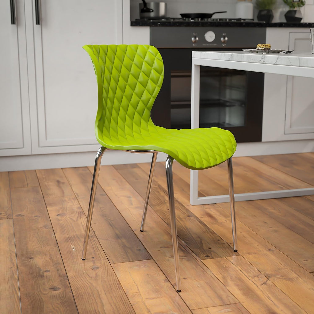 Flash Furniture Lowell Contemporary Design Citrus Green Plastic Stack Chair