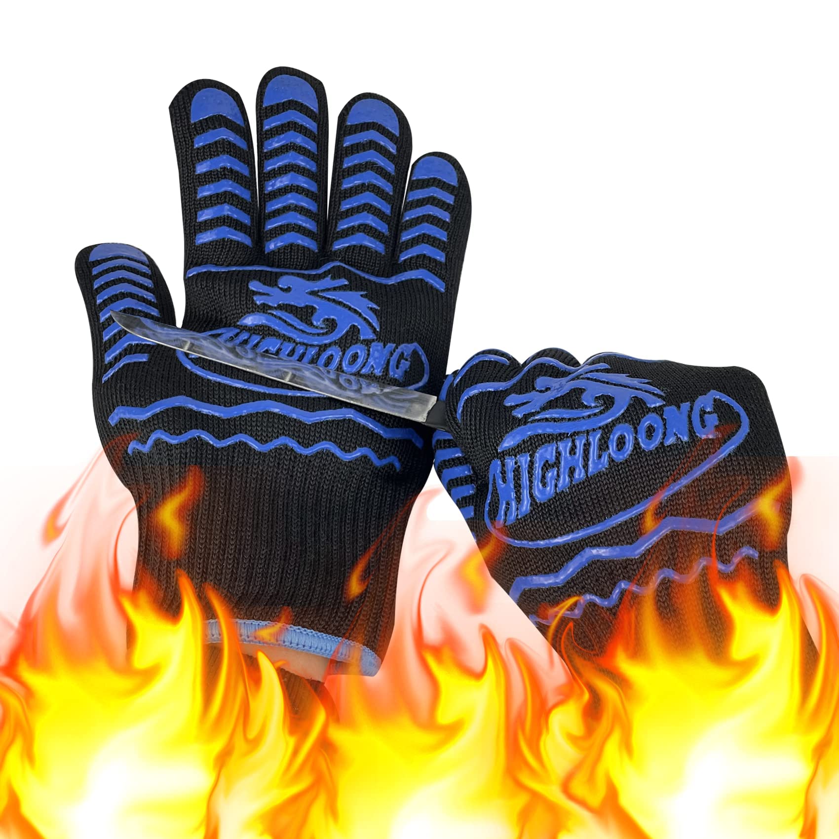Bbq Gloves, Oven Gloves 1472? Extreme Heat Resistant, Grilling Gloves Silicone Non-Slip Oven Mitts, Kitchen Gloves For Bbq, Gril