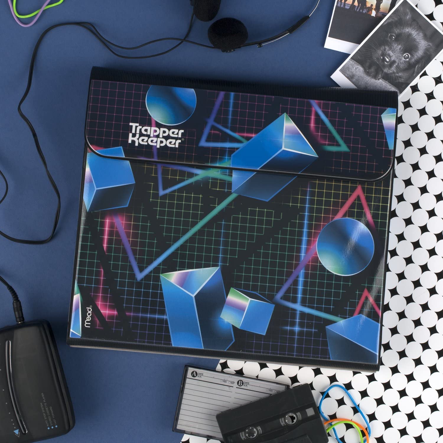 Trapper Keeper Binder, Retro Design, 1 Inch Binder, 2 Folders And Extra Pocket, Metal Rings And Spring Clip, Secure Storage, Sha