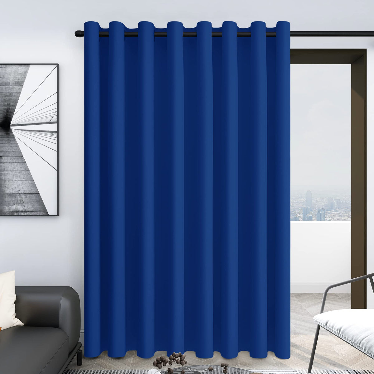 Deconovo Blackout Curtains 100 Inches Wide - Large Width Room Darkening Drapes for Sliding Glass Door, Grommet Drape (100W X 95L