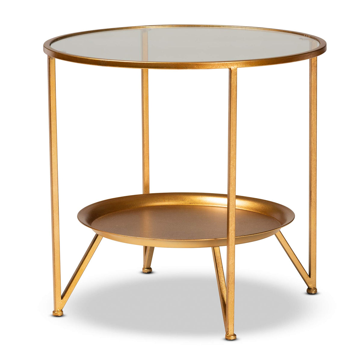 Baxton Studio end-tables, Antique Gold/Clear