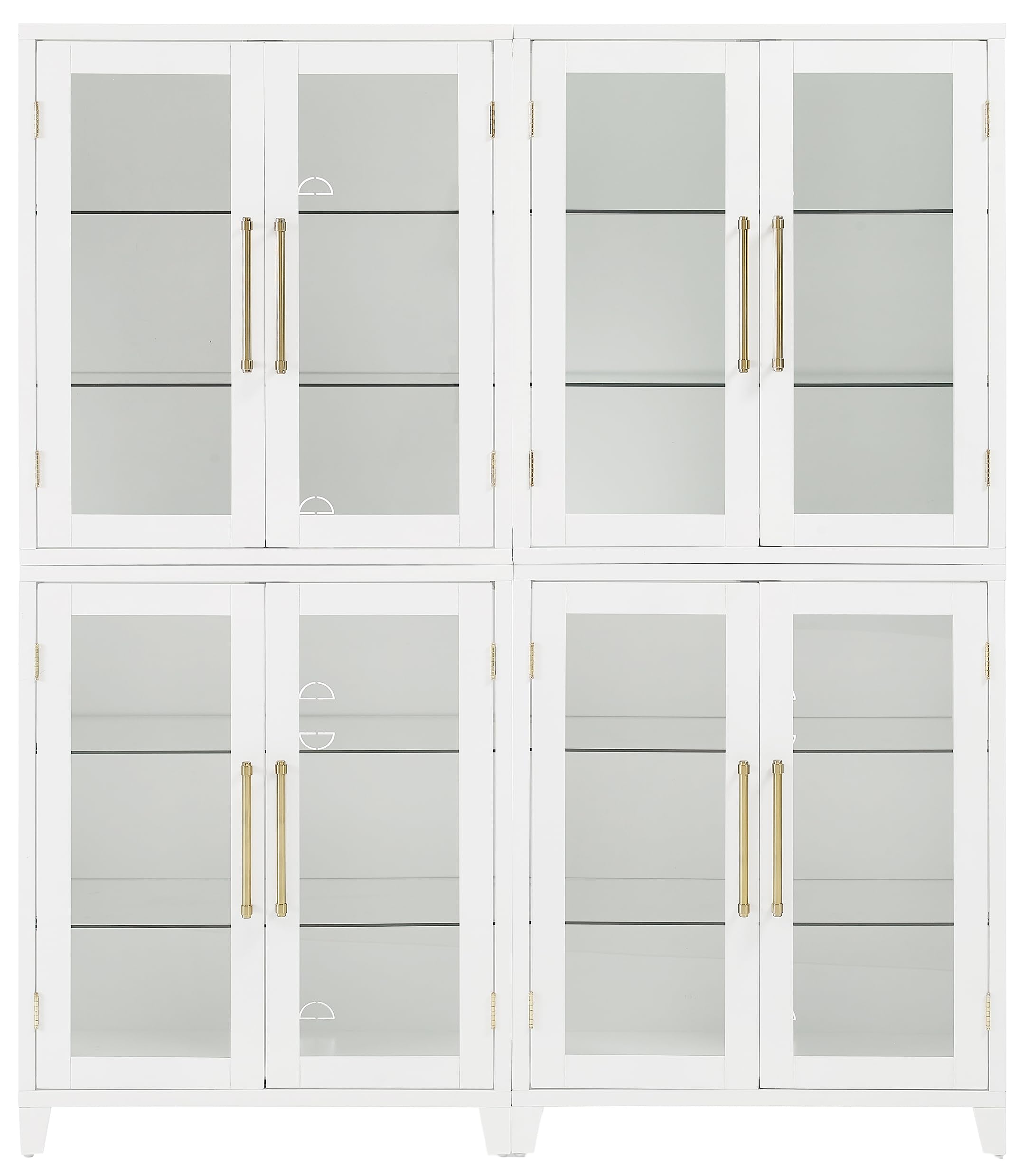 Crosley Furniture Roarke 2-Piece Glass Door Kitchen Pantry Storage Cabinet Set, Living Room, Entryway, White