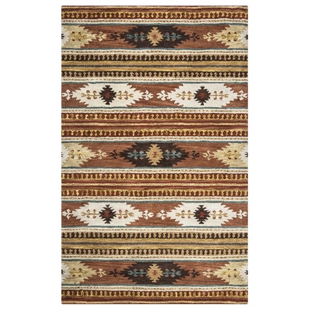 Rizzy Home Alora Decor Ryder 3' X 5' Tribal Multi/Brown/Blue/Gold/Khaki Area Rug