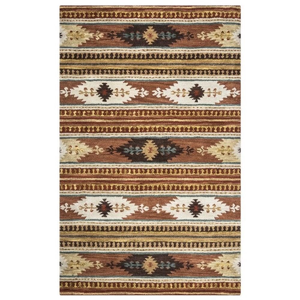 Alora Decor Ryder 12' X 15' Tribal Multi/Brown/Blue/Gold/Khaki Hand-Tufted Rug