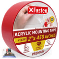 Xfasten Acrylic Mounting Tape, 2-Inch X 450-Inch - Outdoor And Indoor Super Strong Double Sided Weatherproof Mounting Tape, Remo