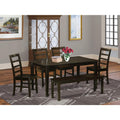 East West Furniture CAPF6-CAP-W 6 Piece Set Contains a Rectangle Wooden Table and 4 Dining Room Chairs with a Bench, 36x60 Inch
