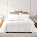 Quataly California King Comforter Set White,3Pcs Soft Lightweight Breathable Bedding Comforter Sets For All Season, Cal King(104