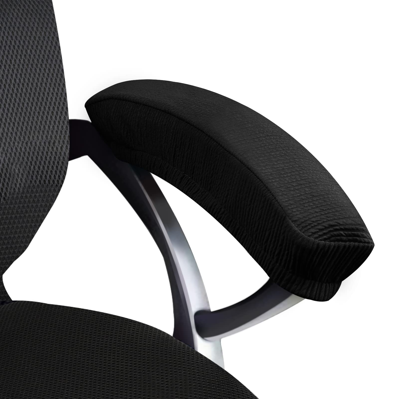 Trycooling 2 Pcs Polyester Removable Machine Washable Office Chair Armrest Slipcovers Covers (Length-30Cm) (Black)