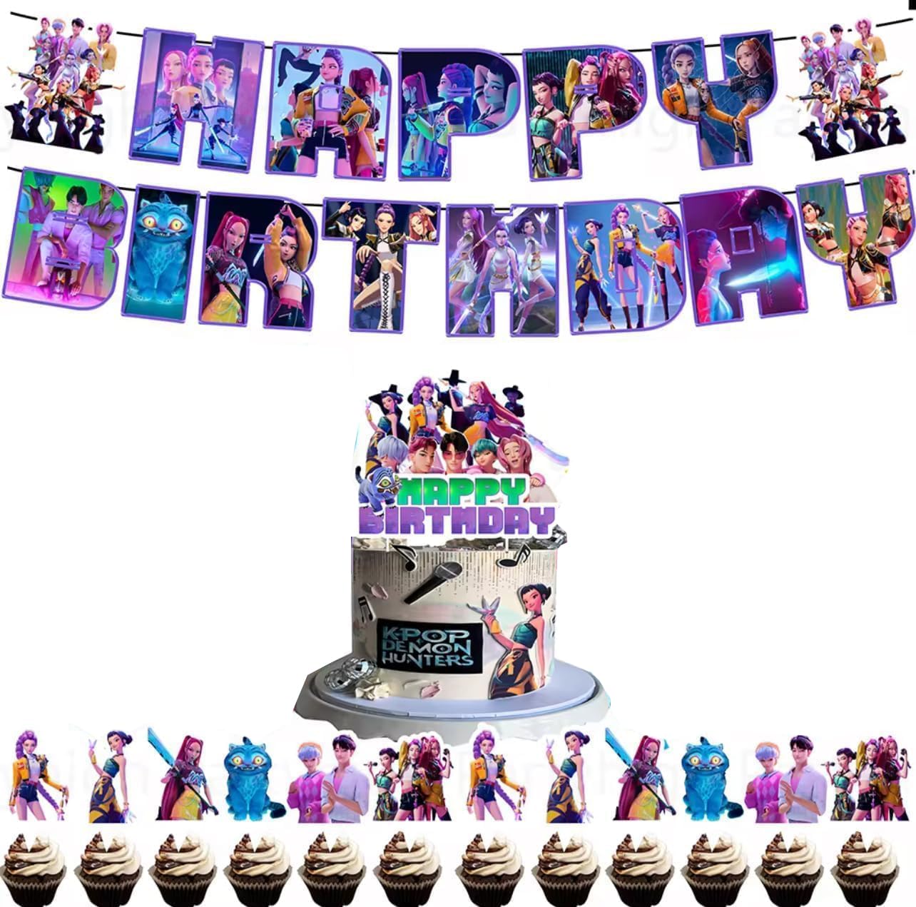 Birthday Decoration Kit, Anime And KPop Themed Party Decorations, Diy Celebration Set For Girls, Includes Vibrant Decoration It