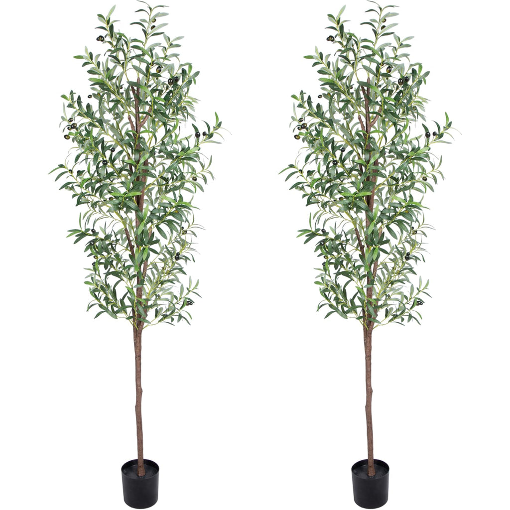 CETRD Artificial Olive Tree, 6FT Tall Faux Olive Trees 72in Outdoor Fake Potted Silk Plant with Trunk and Realistic 648 Leaves a