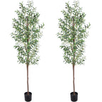 CETRD Artificial Olive Tree, 6FT Tall Faux Olive Trees 72in Outdoor Fake Potted Silk Plant with Trunk and Realistic 648 Leaves a