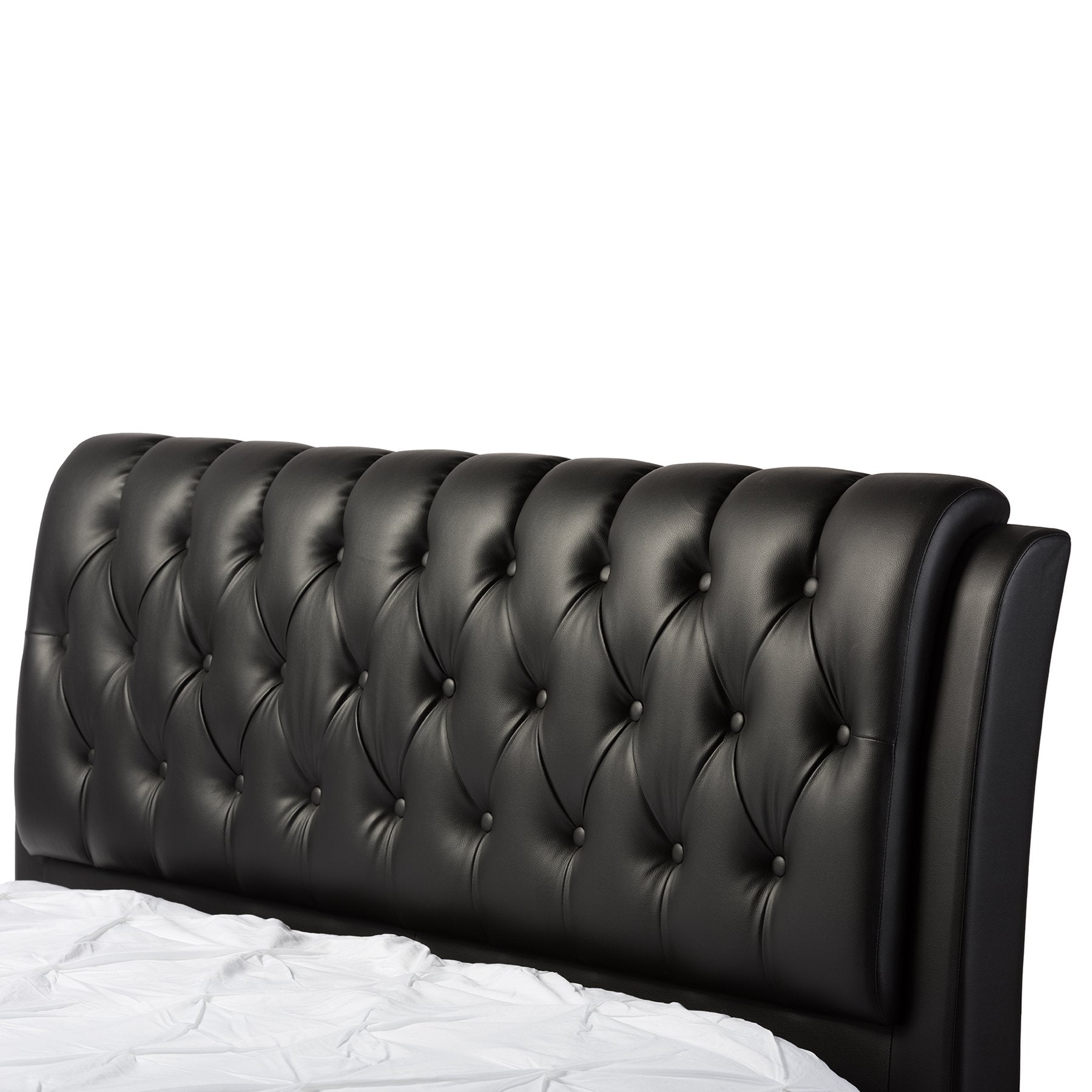 Baxton Studio Bianca Modern Bed with Tufted Headboard, Queen, Black