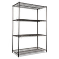 Alera ALESW504824BL 48 in. x 24 in. x 72 in. NSF Certified Industrial Four-Shelf Wire Shelving Kit - Black