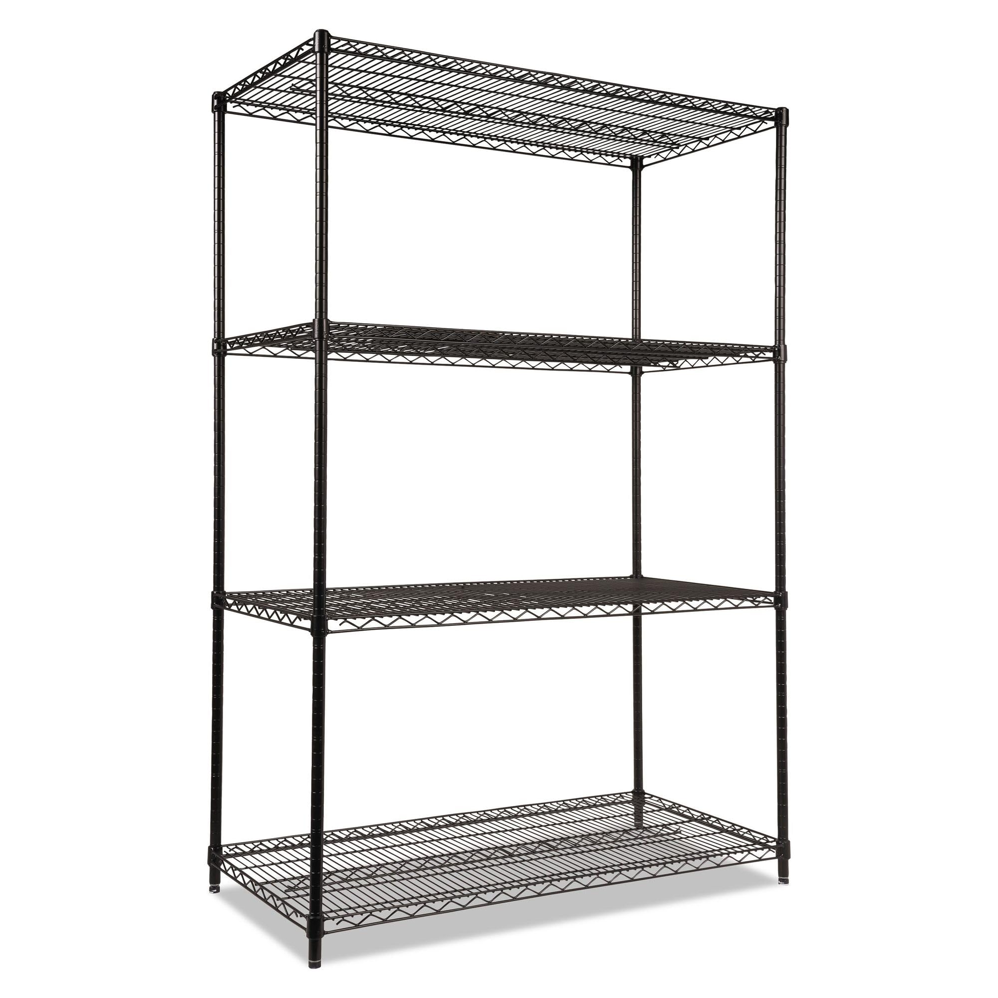 Alera ALESW504824BL 48 in. x 24 in. x 72 in. NSF Certified Industrial Four-Shelf Wire Shelving Kit - Black