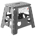Casafield 13 Folding Step Stool with Handle, Gray - Portable Collapsible Small Plastic Foot Stool for Adults - Use in The Kitche