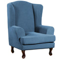 Turquoize Wingback Chair Covers 2 Piece Wing Chair Slipcover Stretch Slipcovers For Wingback Chairs Wing Chair Cover Spandex Jacquard Fabric With Elastic Bottom Non-Slip Furniture Cover, Dusty Blue