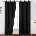 Lemomo 100% Blackout Curtains 40 X 84 Inch/Black Curtains 2 Panels With Black Lining Room Darkening Thermal Insulated Bedroom Cu
