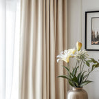 Lazzzy Velvet Curtains Beige Room Darkening Drapes For Bedroom Living Window Treatments Luxury Rod Pocket 90 Inches Long 2 Panels, W42 X L90