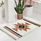 Tanvill Bathroom Rugs White Boho Bath Mat Non Slip, Soft Absorbent Microfiber Washable Aztec Bath Rug Floor Mat For Bathroom Sho