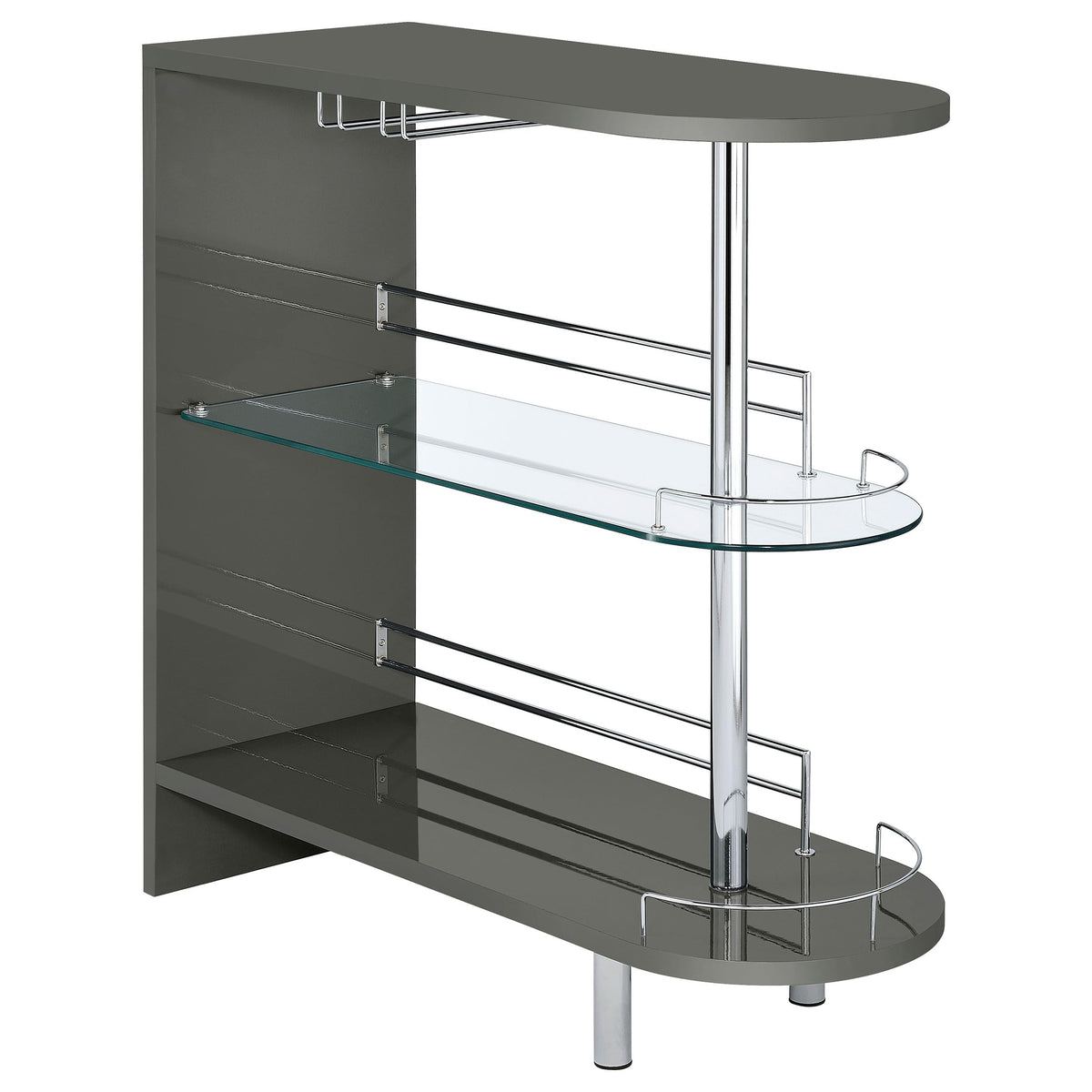 Coaster Home Furnishings Adolfo Rectangular 2-Tier Home Bar Table Grey High Gloss