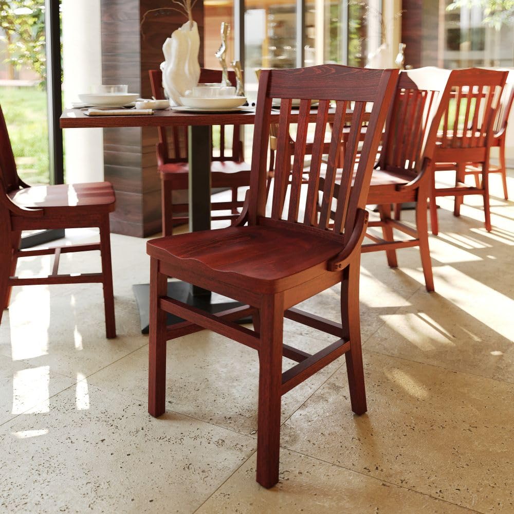 Flash Furniture Hercules Series School House Back Mahogany Wood Dining Chair, Traditional Elegant Wood Restaurant Chair, Walnut Wood - Thumbnail 4